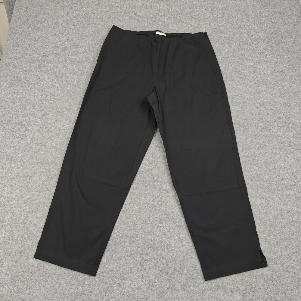 Eileen Fisher Pants Womens PL Petite Large Black Knit Ankle Elastic Waist Casual